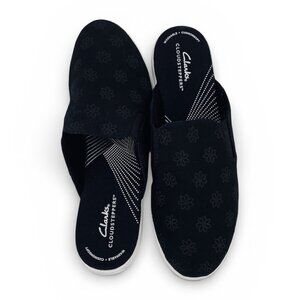 Clarks Cloudsteppers Breeze Shore Mules Black Floral 10